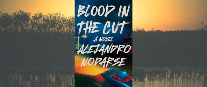 blood in the cut book cover on florida everglades sunset background