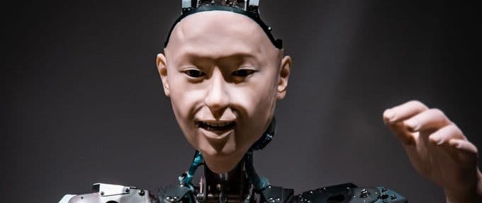 A robot with a human face.