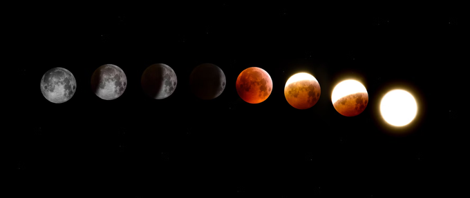 a picture of the 8 moon phases in a row