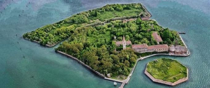 An aerial photograph of Poveglia Island