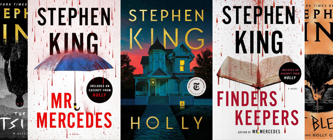 book covers from books featuring the character Holly by Stephen King